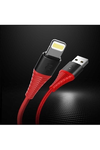 Rock Space Z8 Hi-tensile 120 Cm. 5v/2a Max. Lightning Şarj Ve Data Aktarım Kablosu Kırmızı