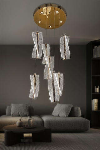 Liza 7 Li Modern Sarkıt Led Avize - Kumandalı / Gold Gold