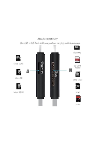 Usb Type C Kart Okuyucu Micro Usb Sd Tf Otg Hafıza Kart Okuyucu