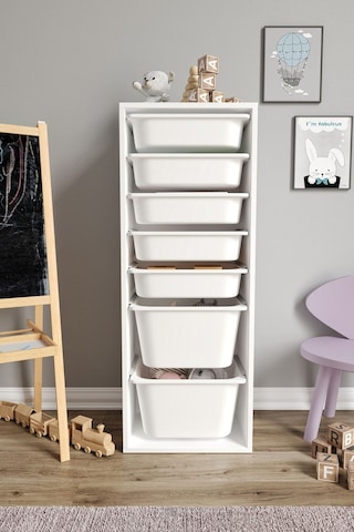%100 Mdf - Xl Mono 7 Sepetli Oyuncak Dolabı Beyaz