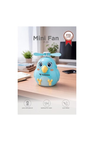 Torima Şarjlı El Vantilatörü Sevimli Kuş Figürlü Mini Taşınabilir Fan F31