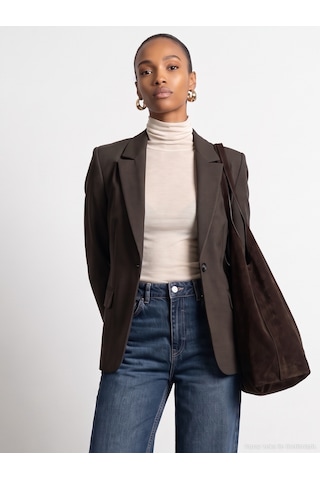 Dilvin 60831 Vücuda Oturan Blazer Kahve