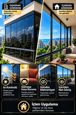Zelayhome Seramikli Siyah Cam Balkon Filmi 100 CM X 3 M
