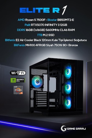 Game Garaj ELITE-R1 R5-7500F RTX5070 16 GB 1 TB SSD Free Dos Oem Paket Masaüstü Oyuncu Bilgisayarı