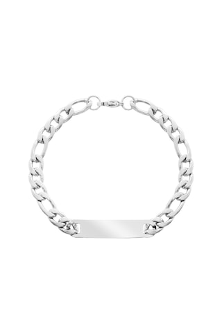 Silver Renk Gurmet Zincirli Kişiye Özel İsim/harf Yazılı Erkek Çelik Bileklik Gümüş