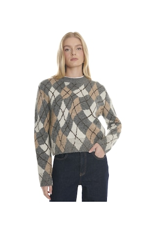 Ted Baker Çok Renkli Kadın Bisiklet Yaka Rahat Baklava Kazak Tbwrkw3027-1 Gri Melanj