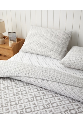 English Home Symetra Kolay Ütülenir Çift Kişilik Çarşaflı Nevresim Takımı 200x220 Cm Gri