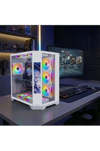 Nova 9.16'' Lcd Ekranlı Hub+kumanda Beyaz 7x12cm Argb Fan+kumanda Gaming Oyuncu Kasası