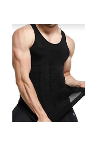 Fitform Giyim Fitform Erkek Atlet Korse Ultra Göğüs Toplayıcı Jinekomasti Göbek Toparlayıcı Dik Duruş Korse Siyah
