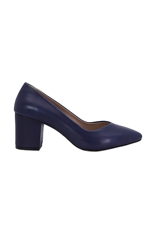 Hobby 26569 Hakiki Deri Stiletto Kadın Ayakkabı Lacivert