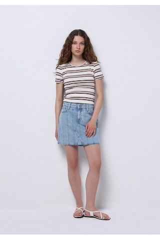 Colins Regular Fit Çizgili Fermuarlı Kadın Mavi Etek Cl1074983 Q1.v1 Dn44348 Denim