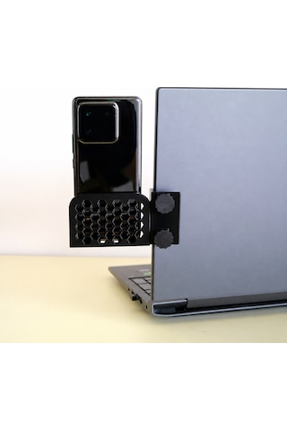 Vaveni 3d Baskı Monitor Telefon Tutucu - Petek Desenli Laptop Kenar Telefon Tutucu-siyah Arz