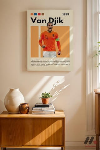 Van Dijk Futbol Posteri, Çerçevesiz Yüksek Kalite Duvar Afişi - Spor Severlere Hediye