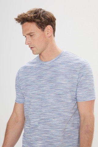 AC&Co / Altınyıldız Classics  Erkek Mavı Slim Fit Dar Kesim Bisiklet Yaka Pamuklu Jakarlı Tişört Mavi