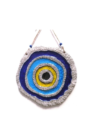 Seramik Nazar Boncuğu Dekoratif Duvar Süsü Nazarlık 25x25 Cm