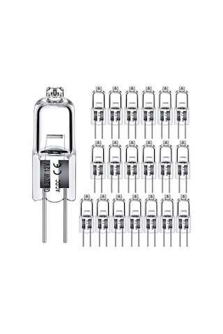 20 Paket G4 Halojen Ampuller, 20w 12v Halojen Ampuller, 2 Pin Şeffaf Kapsül Ampuller, Halojen Pin Tabanlı Lamba, Ev Aydınlatması İçin Sıcak Beyaz Şeffaf Kapsüller