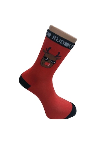 3'lü Set Pamuklu Yılbaşı Erkek Soket Çorap - Çok Renkli Mavi