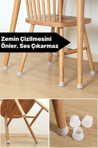 Premium Kaydırmaz Çizdirmez Mobilya Masa Sandalye Zemin Koruyucu Silikon Pabuç Ayak Kılıf 48 Adet