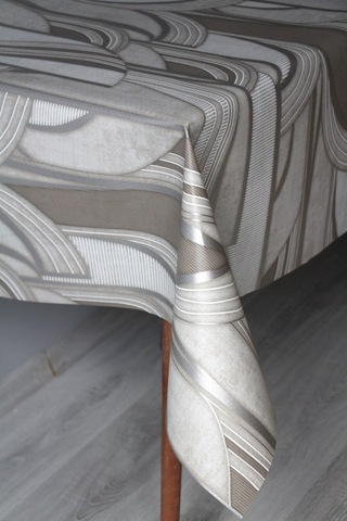 Elyaf Silinebilir Pvc Muşamba Masa Örtüsü 1251-1 Metalikçizgi Gümüş