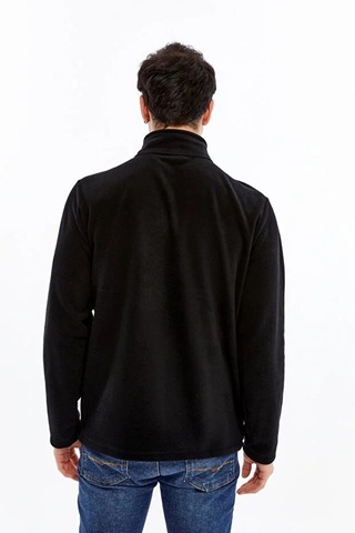 Champp Tam Fermuarlı Siyah Unisex Polar Beyaz - Siyah