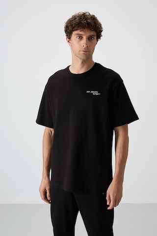 Tommy Life Siyah Pamuklu Kalın Yumuşak Dokulu Oversize Fit Nakışlı Erkek Eşofman Takım - 85252 Siyah