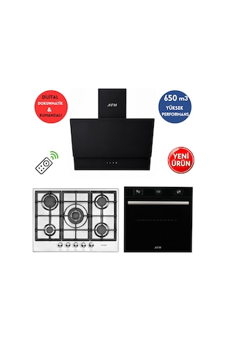 Eminçelik Ve Afm Tech A17A 22380 WOK - FM7600 - FM3400 Dijital Ankastre Set Siyah - Inox