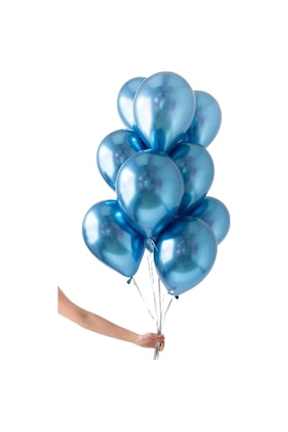 Mucit Home 10 Adet Mavi Krom Balon Seti 12 İnç Parlak Ve Göz Alıcı Parti Balonları