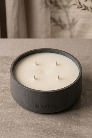 Kafna Lavanata Kokulu Büyük Boy Dekoratif Beton Mum - %100 Soya Wax Antrasit