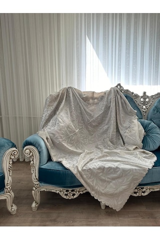 Muteks Kaymaz Tabanlı Tay Tüyü Çekyat, Koltuk, Kanepe Örtüsü Krem Renk 175x210cm