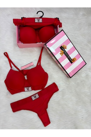 Victoria's Secret Victoria"s Secret Push Up Set Alt Üst Dolgulu Sütyen Ve Külot Takım 2"li Set Kırmızı