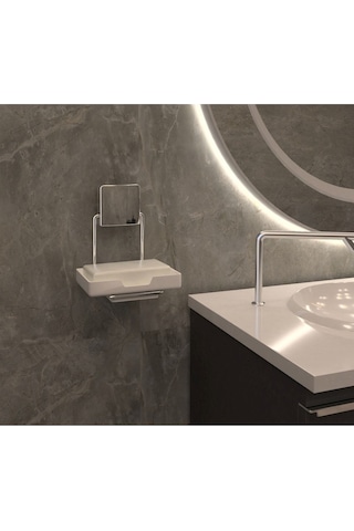 Decorev Şık Dekoratif Kullanışlı Krom Sabunluk Plastik Hazneli