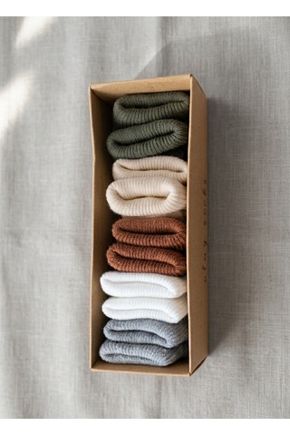 Bambık Olay Socks Yenidoğan Pamuklu 5'li Bebek Çorap Seti Kahverengi Kahverengi