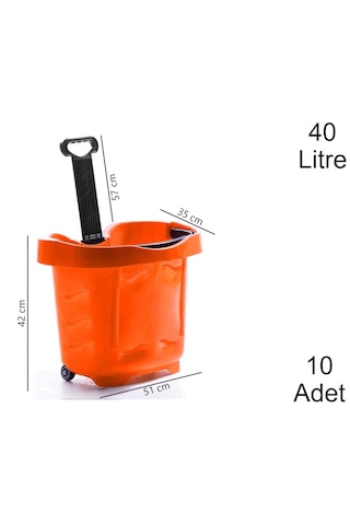 40 Litre 2 Tekerlekli Plastik Alışveriş El Sepeti Turuncu 10 Adet / En:51 Boy:35 Yükseklik:42 Cm