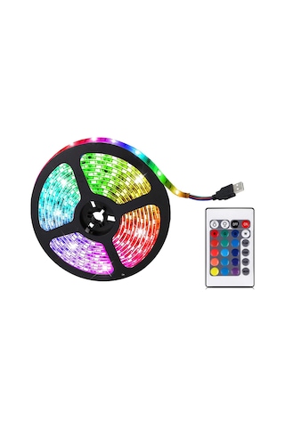 Monyee Usb Tv Arka Işık Seti 2835 Led Bandı 16 Renkli 24 Tuşlu Kumanda 0.5m 30 Işıklı Çok Renkli