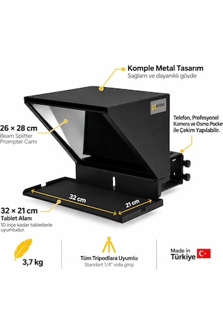 Pratic Tablet Prompter Tam Set Bluetooth Kumandalı Yerli Üretim Prompter