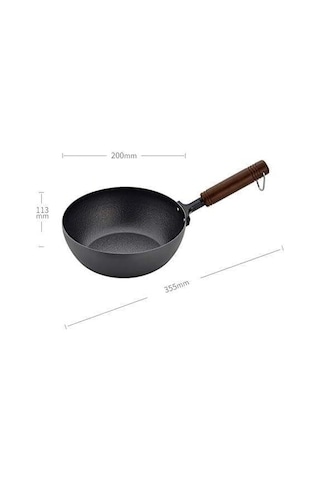 Yapışmaz Demir Wok Pan 8 İnç Gaz İndüksiyonlu Ocak, Paslanma Yok, Duman Yok Çok Renkli