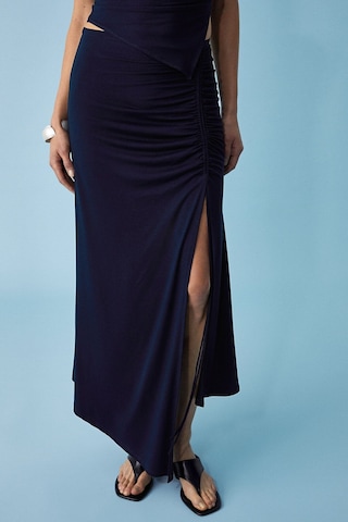 Grımelange Jalgru Kadın Regular Yırtmaçlı Lacivert Etek Lacivert