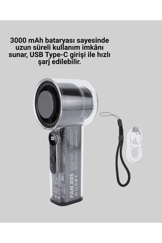 Taşınabilir Fan, Usb Şarjlı, Sessiz Çalışan, Kompakt