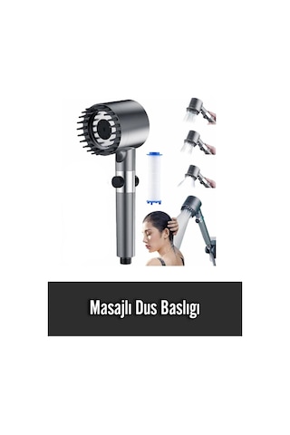 Masajlı Çok Fonksiyonlu Ayarlanabilir Filtreli Arıtmalı Krom Duş Başlığı El Duşu Lüks Kalite Diğer