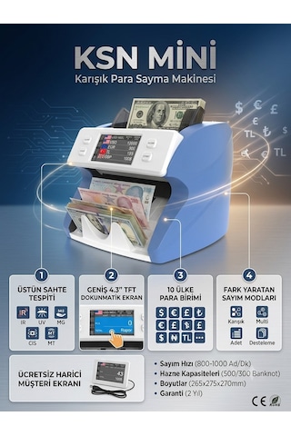 Ksn-mini Para Sayma Makinesi 10 Ülke