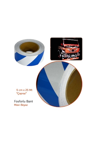 Carub Fosforlu Bant Çapraz 5 Cm X 25 Mt Mavi-Beyaz Br2406002
