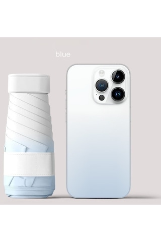 Yystore Kadın Altı Kemikli Ultra Hafif Mini Güneş Şemsiyesi Degrade Renk Tls9184 Açık Mavi