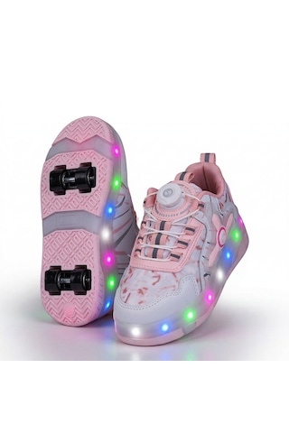 Awm Ndrops Ortopedik Çocuk Işıklı Tekerlekli Sneaker Pudra