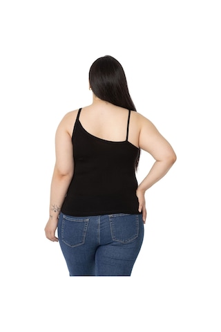 Disentis Büyük Beden Asimetrik Askılı Viskon Siyah Body-siyah Siyah