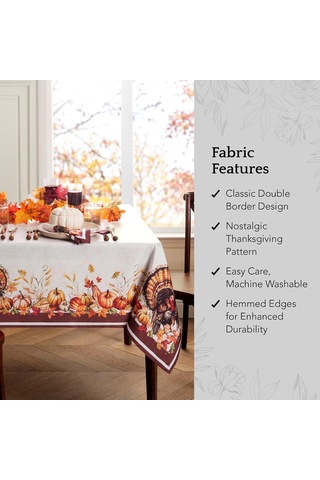 Lexroo Home Fashions Autumn Heritage Türkiye Mühendislik Masa Örtüsü, 132 Cm X 177 Cm Dikdörtgen Çok Renkli
