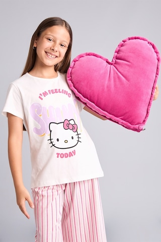 Defacto Hello Kitty Kısa Kollu Pijama Üstü Esnek Belli Kapri Pijama Altı 2li Pijama Takımı Kız Çocuk H2766a826sppn424 Pembe-pn424