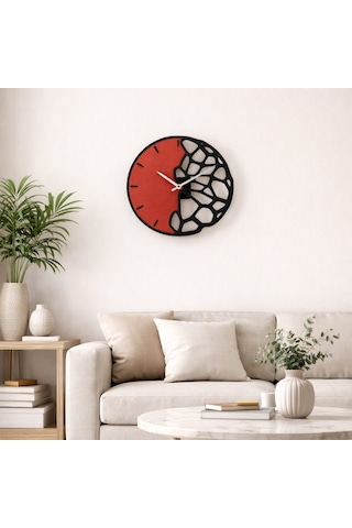 Fibrika Store Cell Art Modern Dekoratif Duvar Saati Siyah
