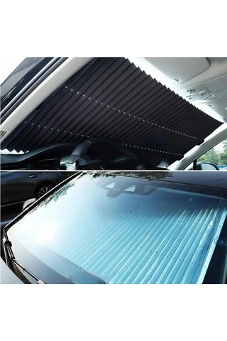 Boatshop1 Uv Koruyucu Araba Güneşlik 46 Kat Katlanabilir Teleskopik Ön Cam Arka Cam Perdesi Alüminyum Film Emme Kupaları