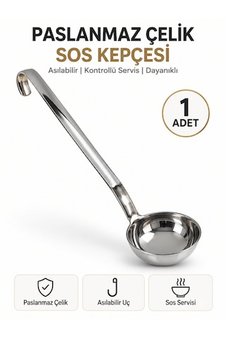 Endüstriyel Sos Kepçesi Paslanmaz Çelik Uzun Saplı Asılabilir Sıvı Dökme Servis Kepçesi Lokanta Restoran
