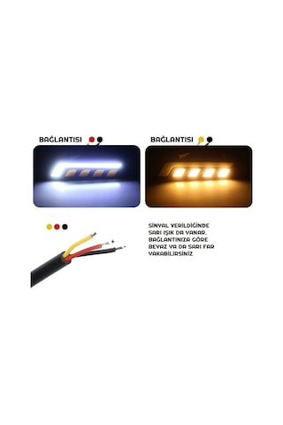 3 Modlu DRL 16CM Esnek Su Geçirmez Gündüz Ledi Çift Renkli Far